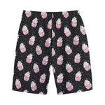 Pink Cupcake Pattern Print Cotton Shorts