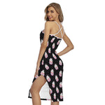 Pink Cupcake Pattern Print Cross Back Cami Dress