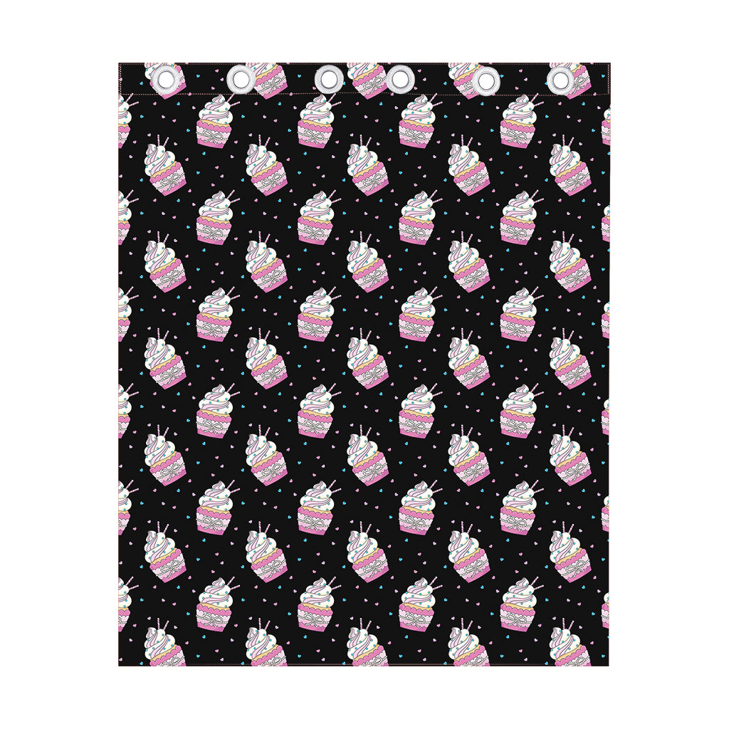 Pink Cupcake Pattern Print Curtain