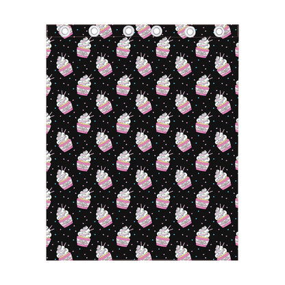 Pink Cupcake Pattern Print Curtain