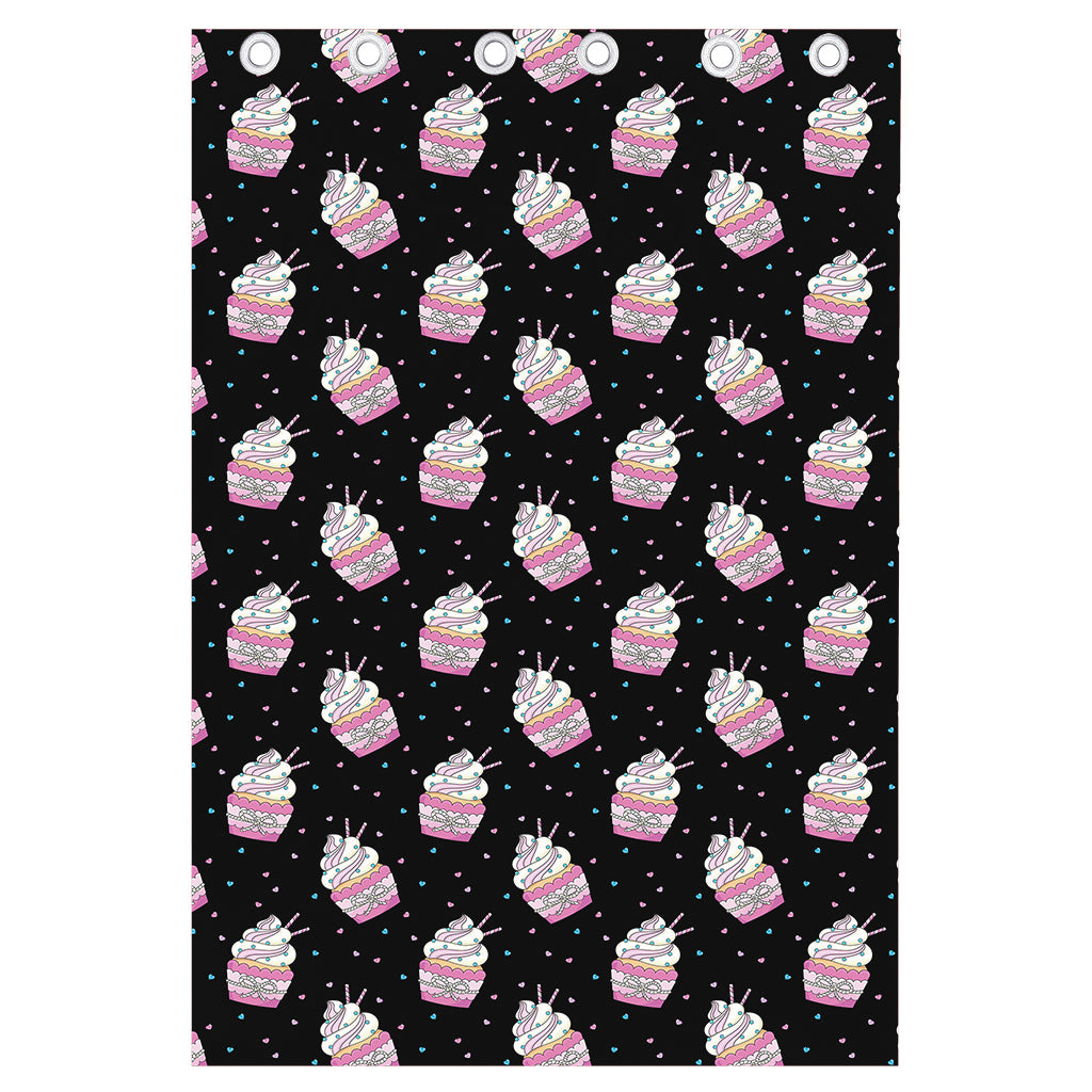 Pink Cupcake Pattern Print Curtain