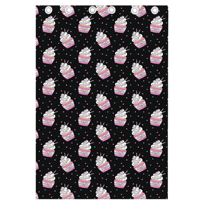 Pink Cupcake Pattern Print Curtain