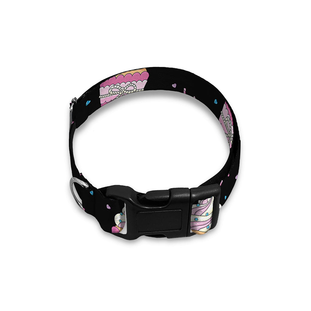 Pink Cupcake Pattern Print Dog Collar