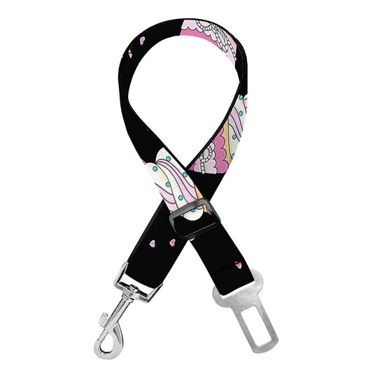 Pink Cupcake Pattern Print Dog Seat Belt