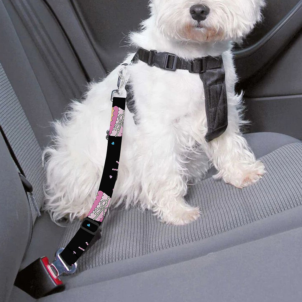 Pink Cupcake Pattern Print Dog Seat Belt