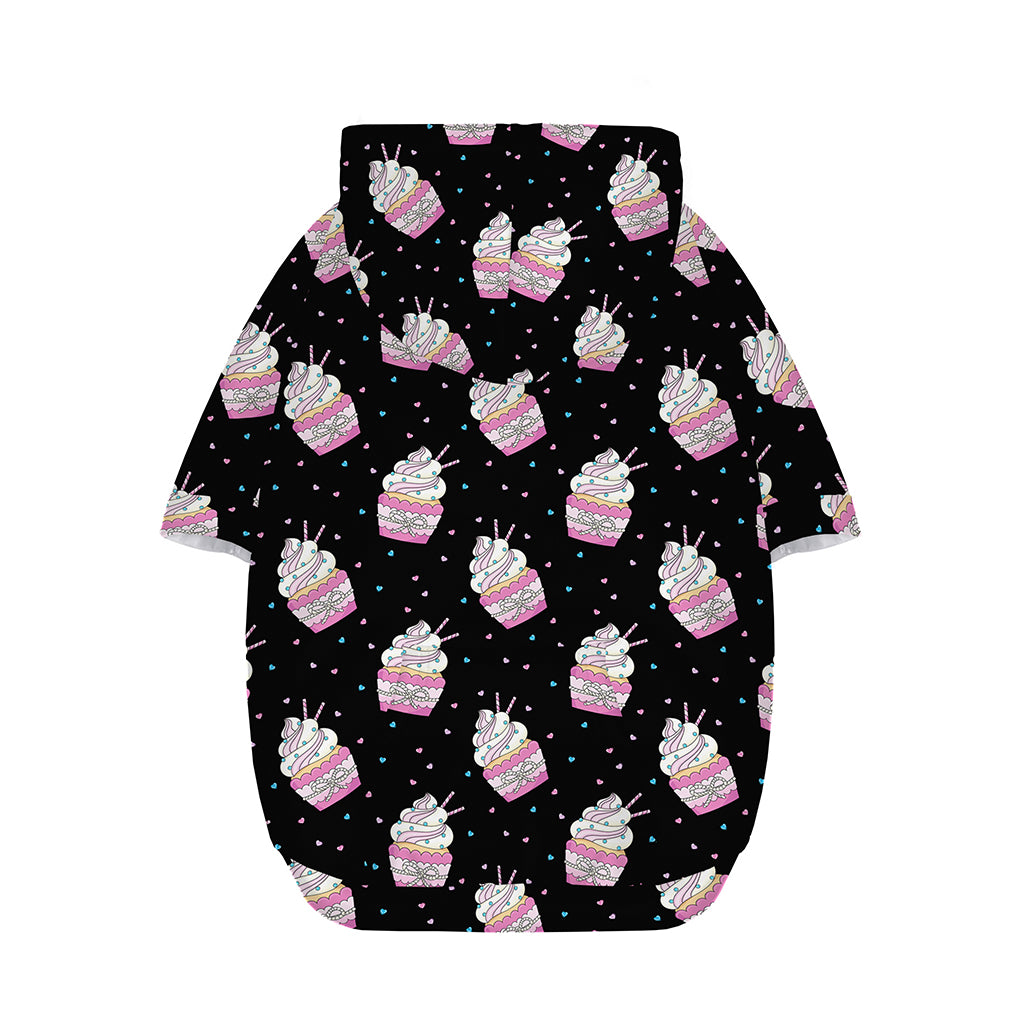 Pink Cupcake Pattern Print Dog Zip Up Hoodie