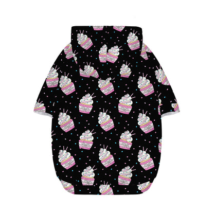 Pink Cupcake Pattern Print Dog Zip Up Hoodie
