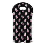 Pink Cupcake Pattern Print Double Neoprene Wine Tote