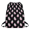 Pink Cupcake Pattern Print Drawstring Backpack