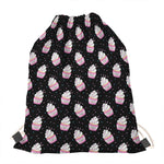Pink Cupcake Pattern Print Drawstring Bag