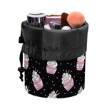 Pink Cupcake Pattern Print Drawstring Makeup Bag