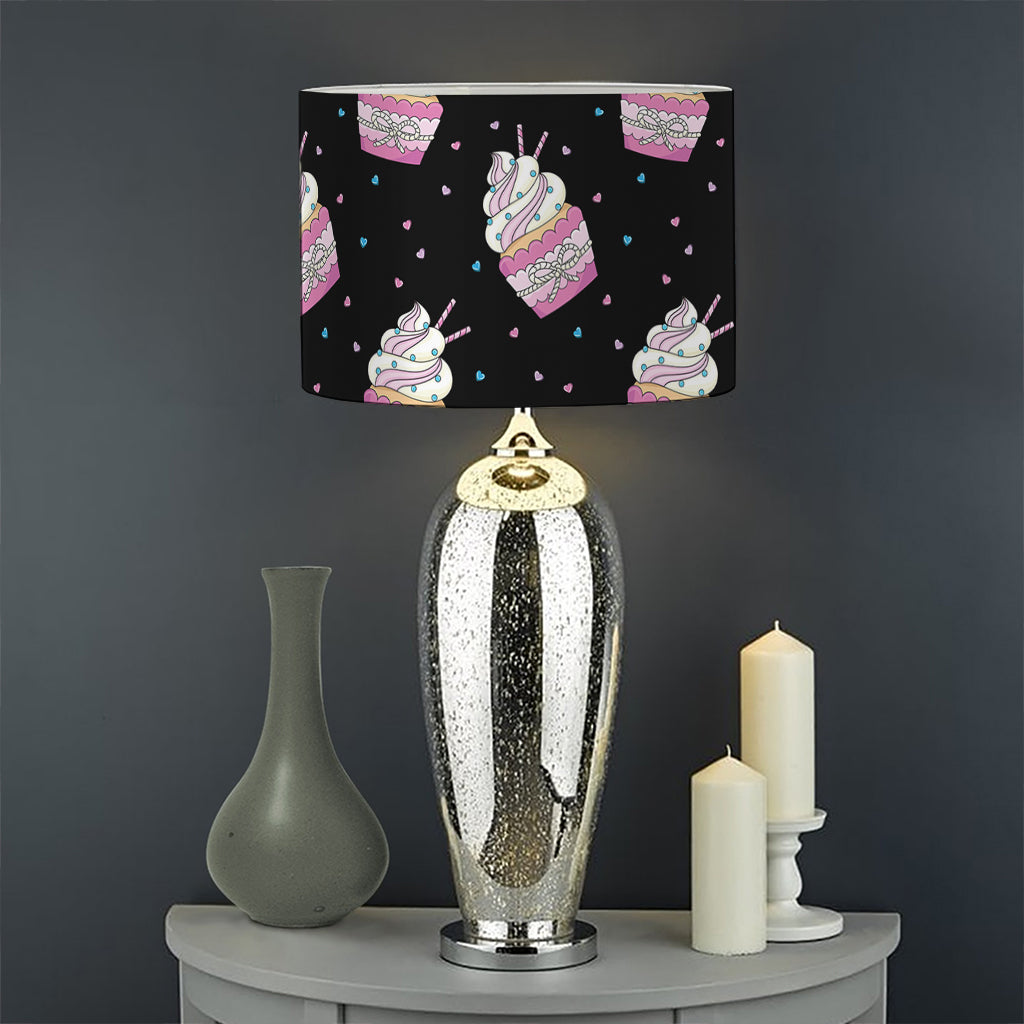 Pink Cupcake Pattern Print Drum Lamp Shade