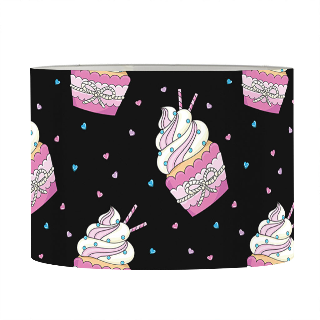 Pink Cupcake Pattern Print Drum Lamp Shade