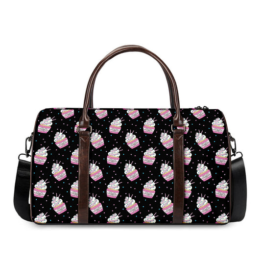 Pink Cupcake Pattern Print Duffle Bag