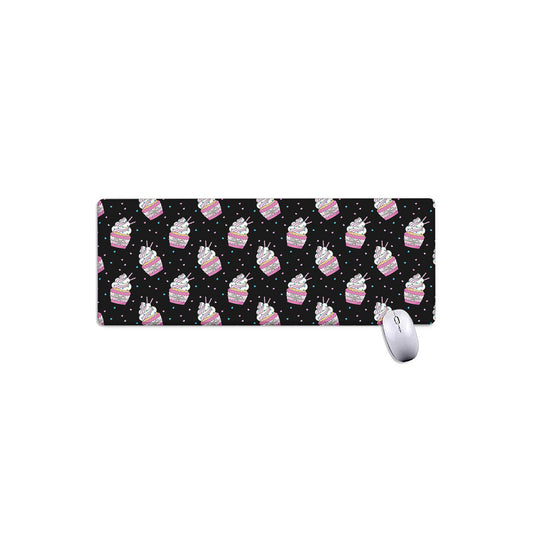 Pink Cupcake Pattern Print Extended Mouse Pad