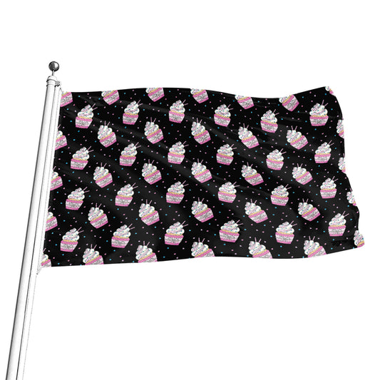 Pink Cupcake Pattern Print Flag