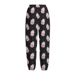 Pink Cupcake Pattern Print Fleece Lined Knit Pants