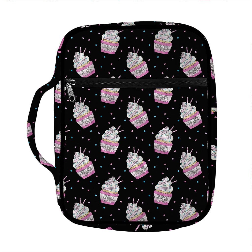 Pink Cupcake Pattern Print Front Pocket Bible Bag