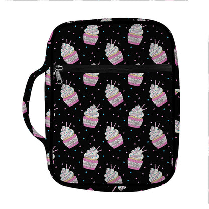 Pink Cupcake Pattern Print Front Pocket Bible Bag