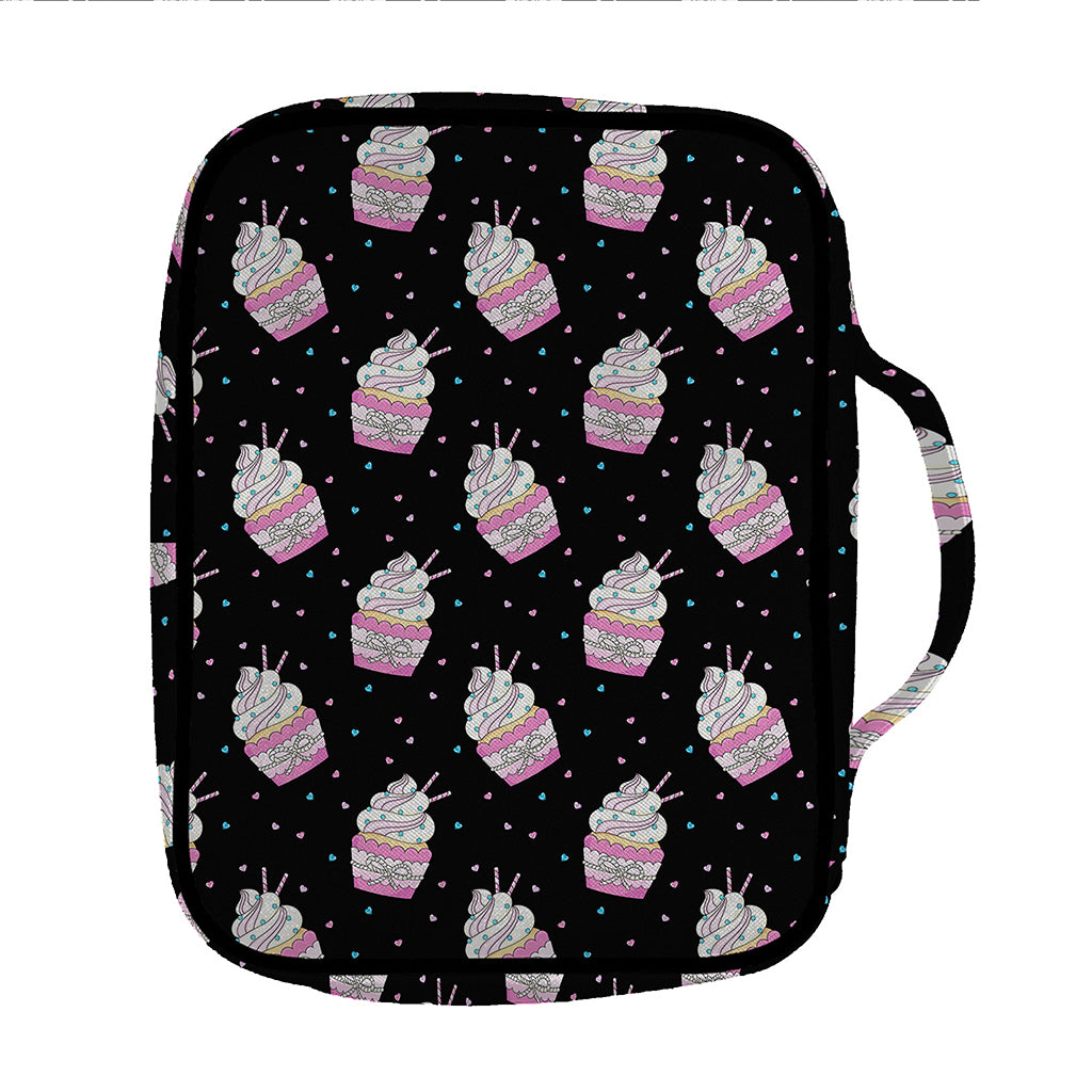 Pink Cupcake Pattern Print Front Pocket Bible Bag