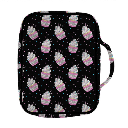 Pink Cupcake Pattern Print Front Pocket Bible Bag