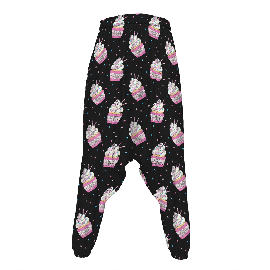 Pink Cupcake Pattern Print Hammer Pants