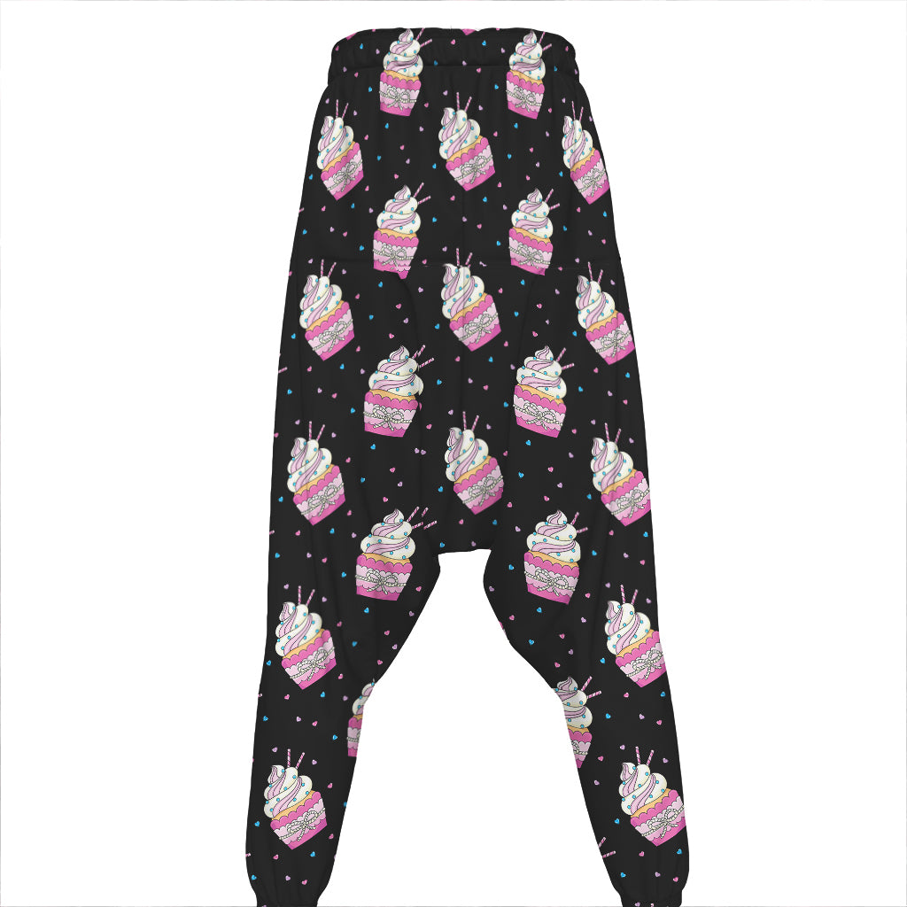 Pink Cupcake Pattern Print Hammer Pants
