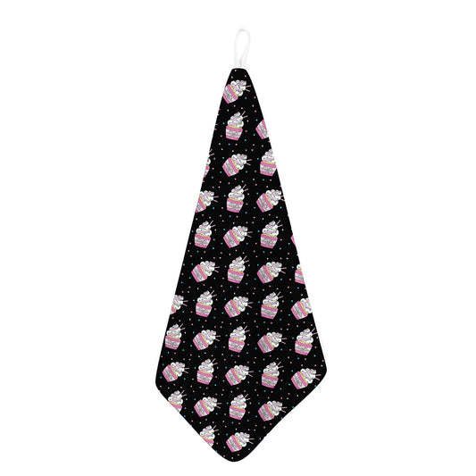Pink Cupcake Pattern Print Hand Towel