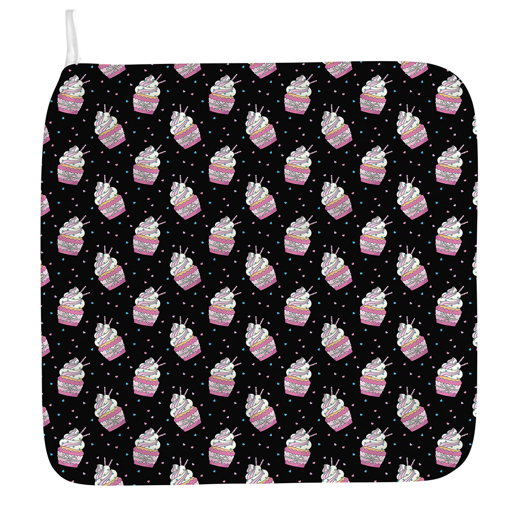 Pink Cupcake Pattern Print Hand Towel