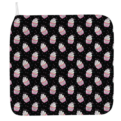 Pink Cupcake Pattern Print Hand Towel