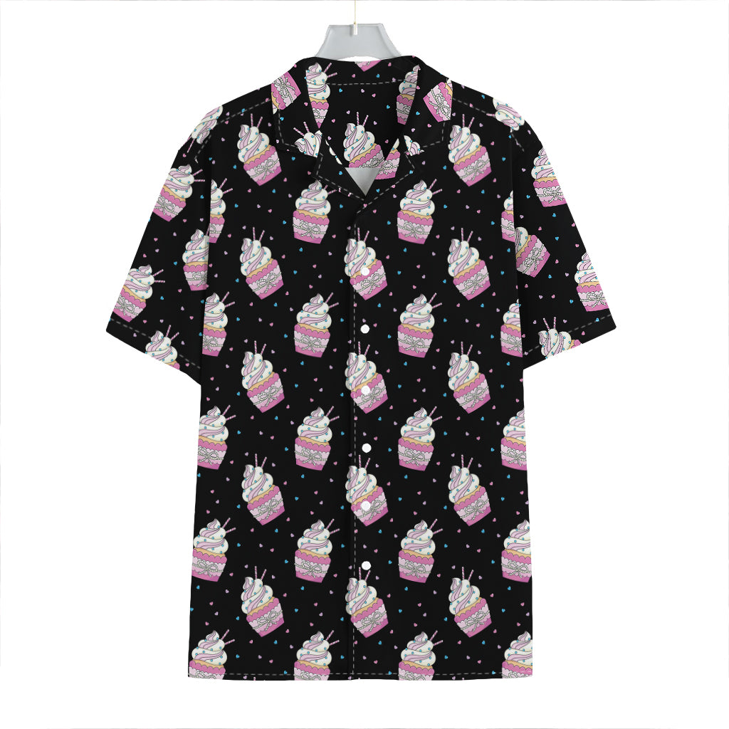 Pink Cupcake Pattern Print Hawaiian Shirt