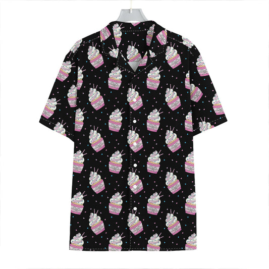 Pink Cupcake Pattern Print Hawaiian Shirt