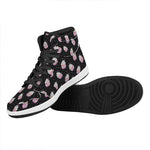Pink Cupcake Pattern Print High Top Leather Sneakers