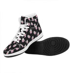 Pink Cupcake Pattern Print High Top Leather Sneakers