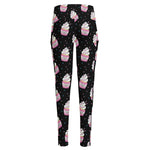 Pink Cupcake Pattern Print High-Waisted Pocket Leggings