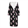 Pink Cupcake Pattern Print Hooded Bathrobe