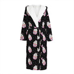 Pink Cupcake Pattern Print Hooded Bathrobe