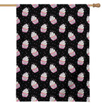 Pink Cupcake Pattern Print House Flag