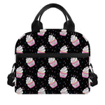 Pink Cupcake Pattern Print Insulated Lunch Bag