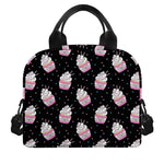 Pink Cupcake Pattern Print Insulated Lunch Bag