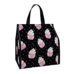 Pink Cupcake Pattern Print Insulated Lunch Tote
