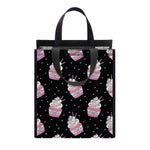 Pink Cupcake Pattern Print Insulated Lunch Tote
