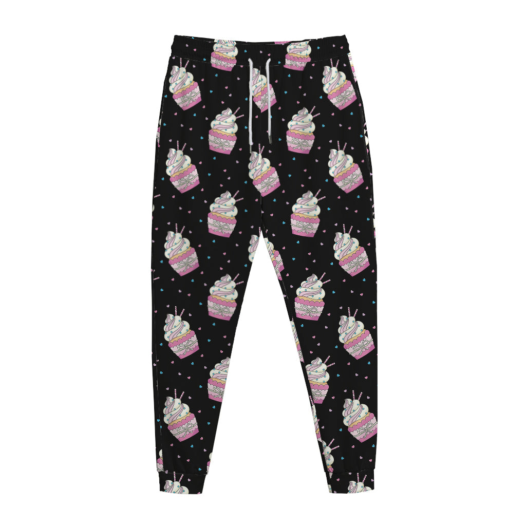 Pink Cupcake Pattern Print Jogger Pants