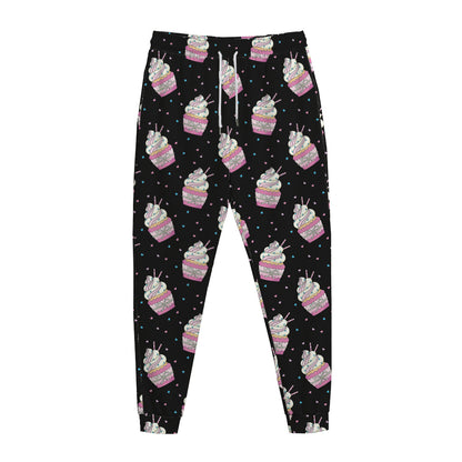 Pink Cupcake Pattern Print Jogger Pants
