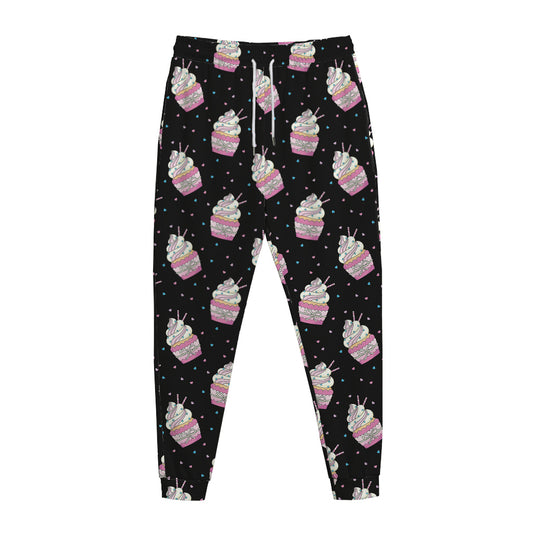 Pink Cupcake Pattern Print Jogger Pants