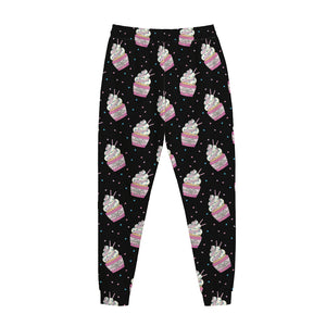 Pink Cupcake Pattern Print Jogger Pants