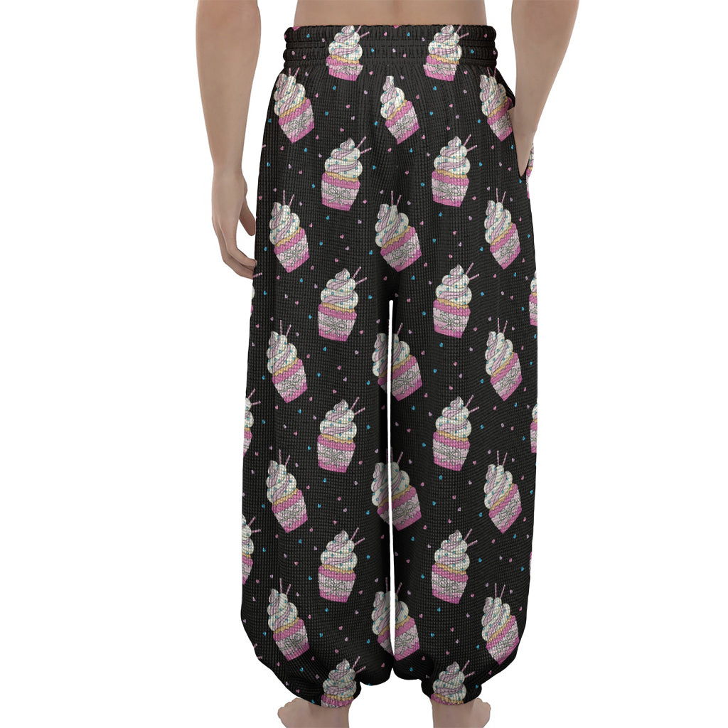 Pink Cupcake Pattern Print Lantern Pants
