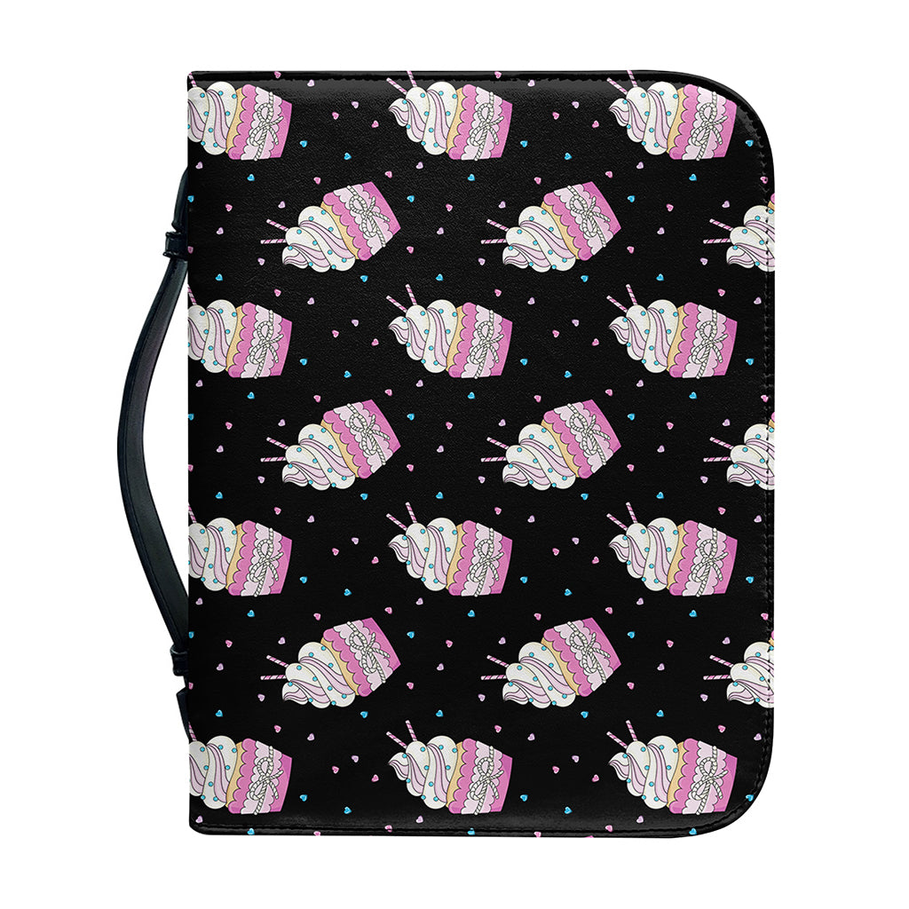 Pink Cupcake Pattern Print Leather Bible Cover