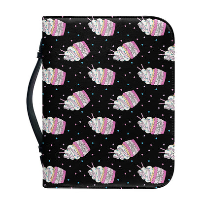 Pink Cupcake Pattern Print Leather Bible Cover