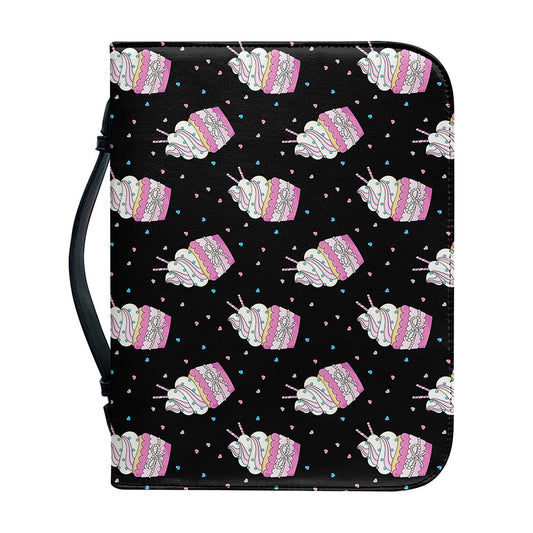 Pink Cupcake Pattern Print Leather Bible Cover